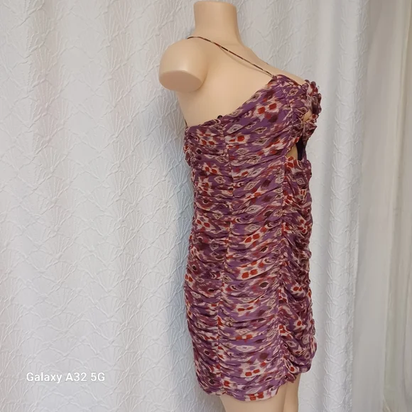 Zara New Women Size L  Purple Patterned Mini Dress - Picture 6 of 16